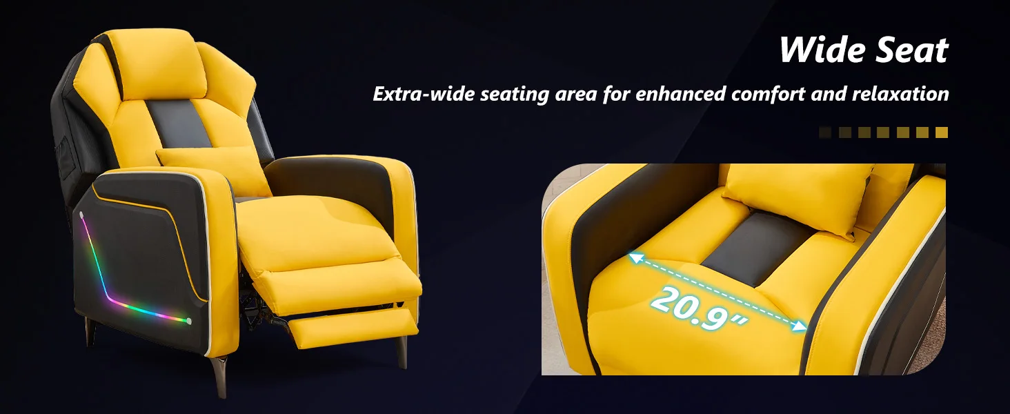 TCGBKAF LED Gaming Recliner Chair Ergonomic Video Game Reclining Chair with Footrest Lumbar Pillow & Side Pocket Home Theater Recliner Sofa Chair for Gaming Room Living Room Bed… image 18