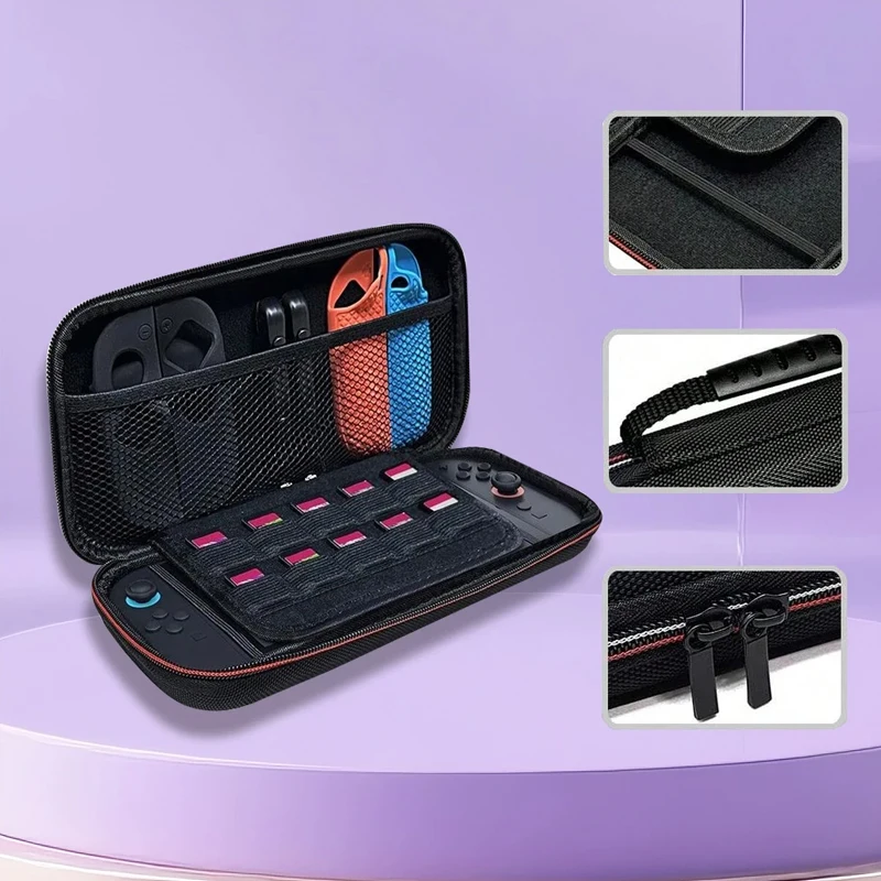A protective carrying case accessory for Switch 2 with a game card slot, a portable EVA bag for storage space image 3