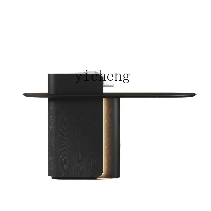 

TQH clothing store cashier, Nordic style, modern and simple black wood grain company, front desk consultation reception desk