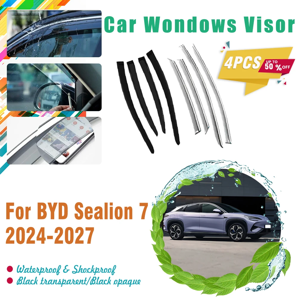 

Car Windshields For BYD Sealion 7 07 EV 2024 2025 2026 2027 Rain Window Visor Rain Protector Guard Trims Covers Auto Accessories