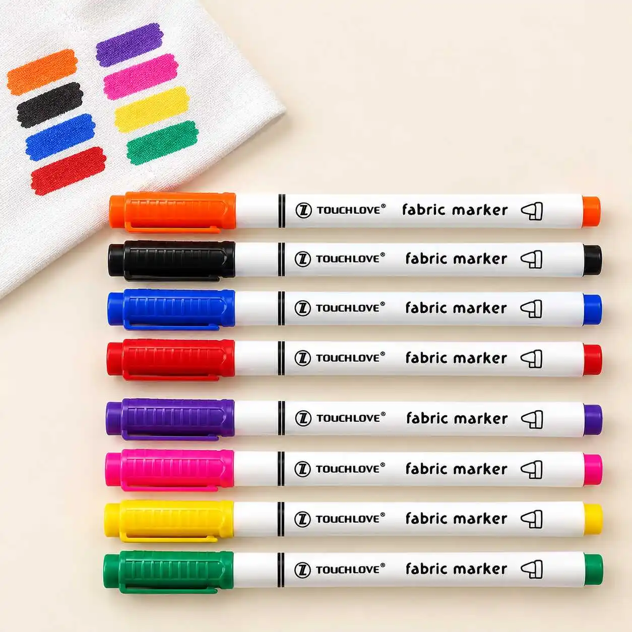 8pcs Fabric Textile Marker Pens for T Shirts and DIY Art