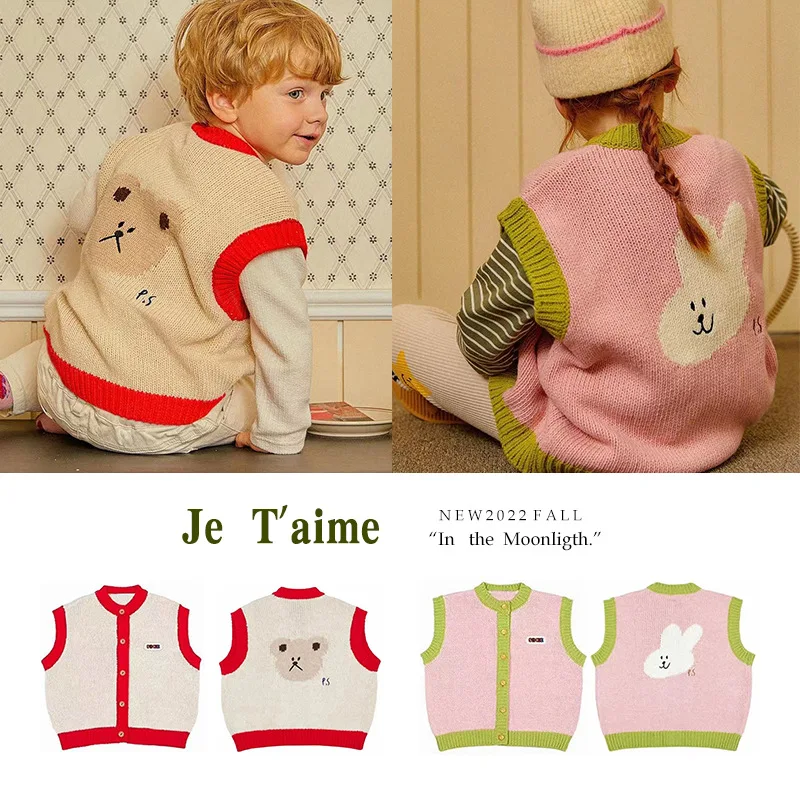 

Jenny&Dave Spot Autumn and Winter New Children's Casual Back Heart Little Boy Cartoon Little Bear Rabbit Jacquard Cardigan Sweat