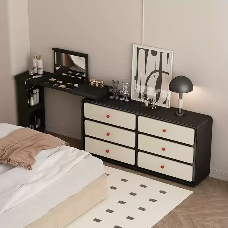 

Ultra-thin bedside cabinet, dresser integrated, extremely narrow flip cover, makeup table and chest, retractable