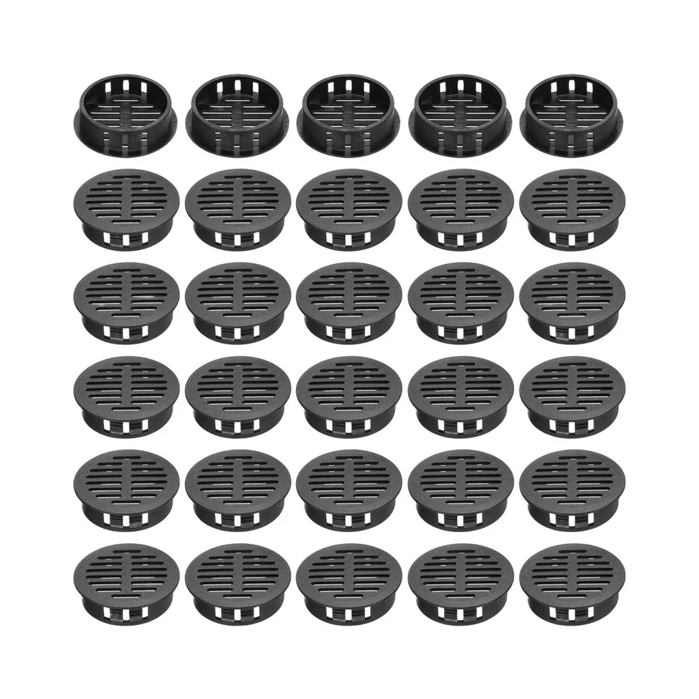 30pcs Round Cabinet Vent Covers 35mm Diameter ABS Plastic Soffit Vents for Kitchen Bathroom Office Ventilation