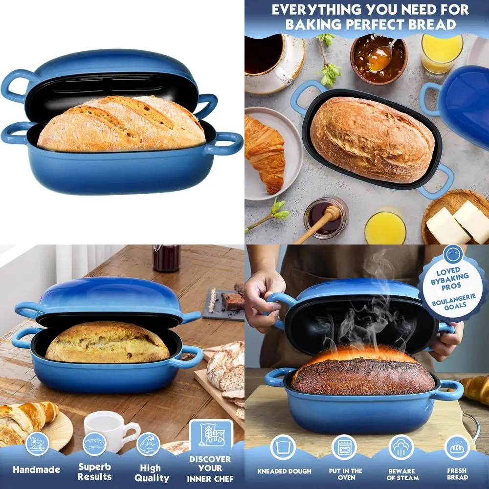 

Cast Iron Bread Pans for Homemade Loaves - 2.5 Quart Dutch Oven with Lid, Perfect for 9x6 Inch Bread Baking