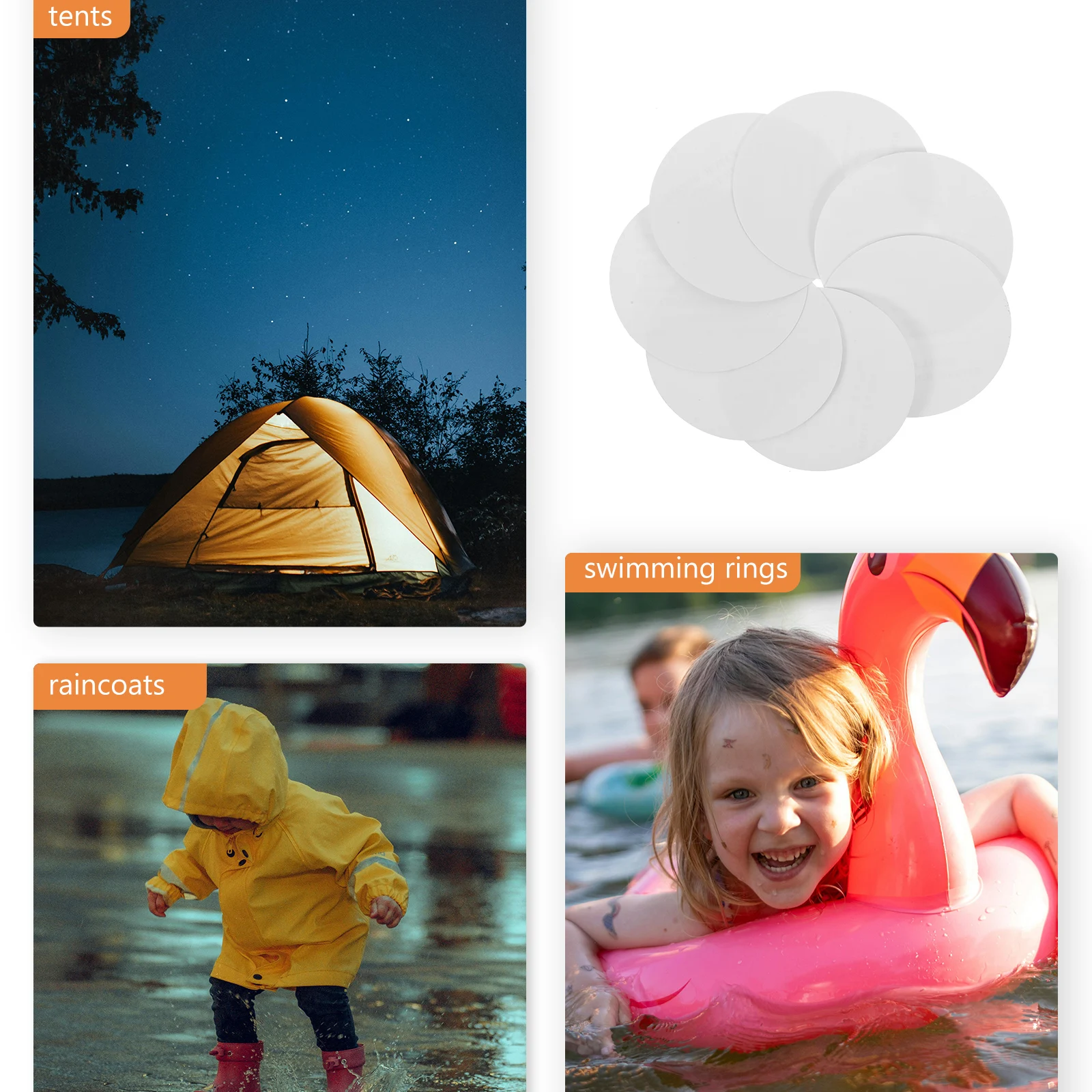

20 Pcs Waterproof Patch Inflatable Swimming Pool Repair Liner Boats Patches Safety Cover Kit Plastic Ring for Products
