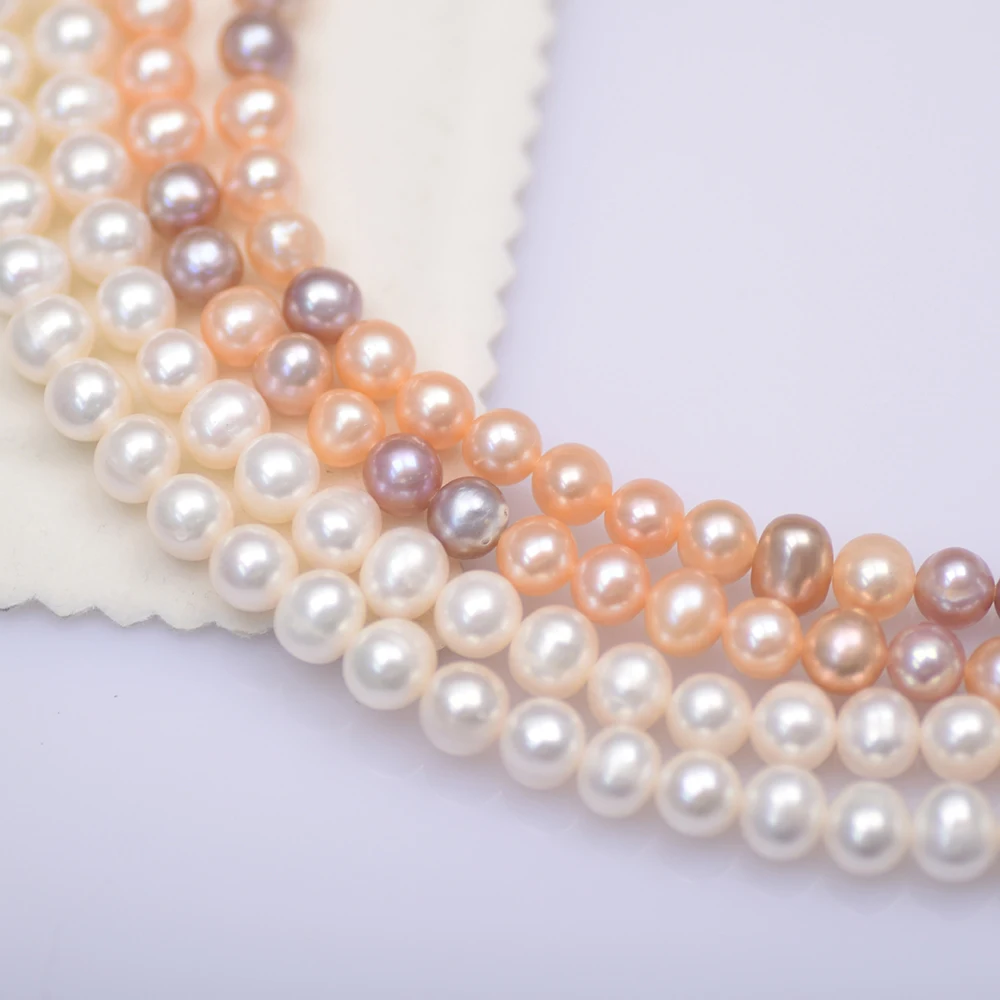 7-8mm 5A Natural Freshwater White High Quality Pearl Mix Color Bead  Round Women Jewelry Make DIY Necklace Bracelet Accessories