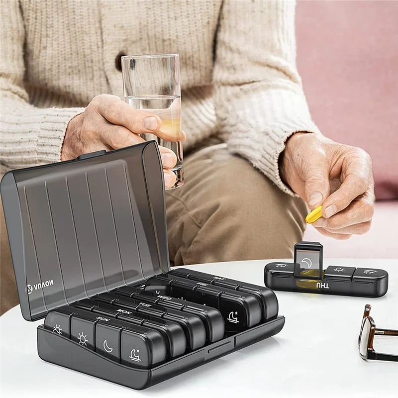 

AS94-1 Набор еженедельных органайзеров для таблеток, светонепроницаемый футляр для таблеток, 4 дня, 7 дней, портативный для путешествий