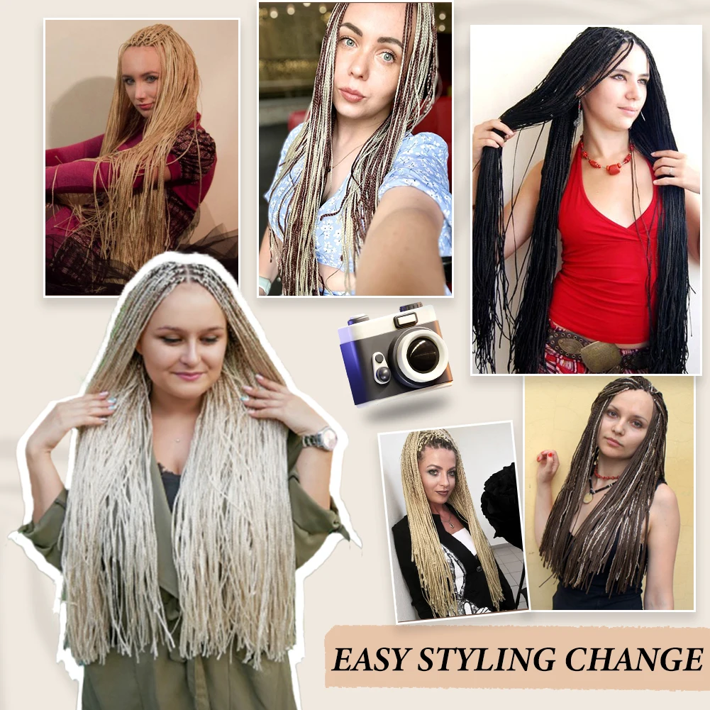 Long Micro 3X Pre-Looped Braids 24 Inch Synthetic ZiZi Braids Thin Small Box Braids Crochet Twisted Hair for Women Girls