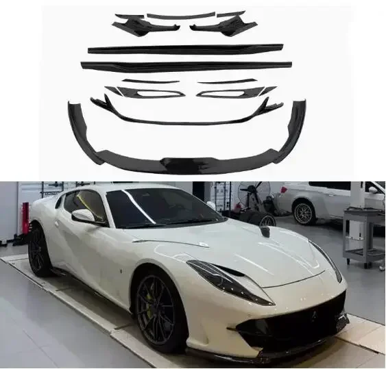 

New！ For Ferrari 812 2017-2023 Real Dry Carbon Bumper Front Lip Hood Trim Rear Trunk Diffuser Spoiler Side Skirts Full Body kit