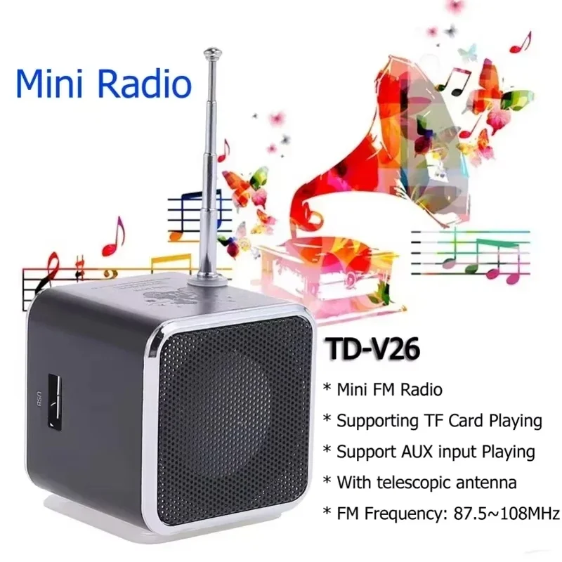 TD-V26 مكبر صوت صغير محمول TF بطاقة راديو FM AUX ستيريو مشغل موسيقى سمّاعات بلوتوث لحفلة المظهر العالي في الهواء الطلق
