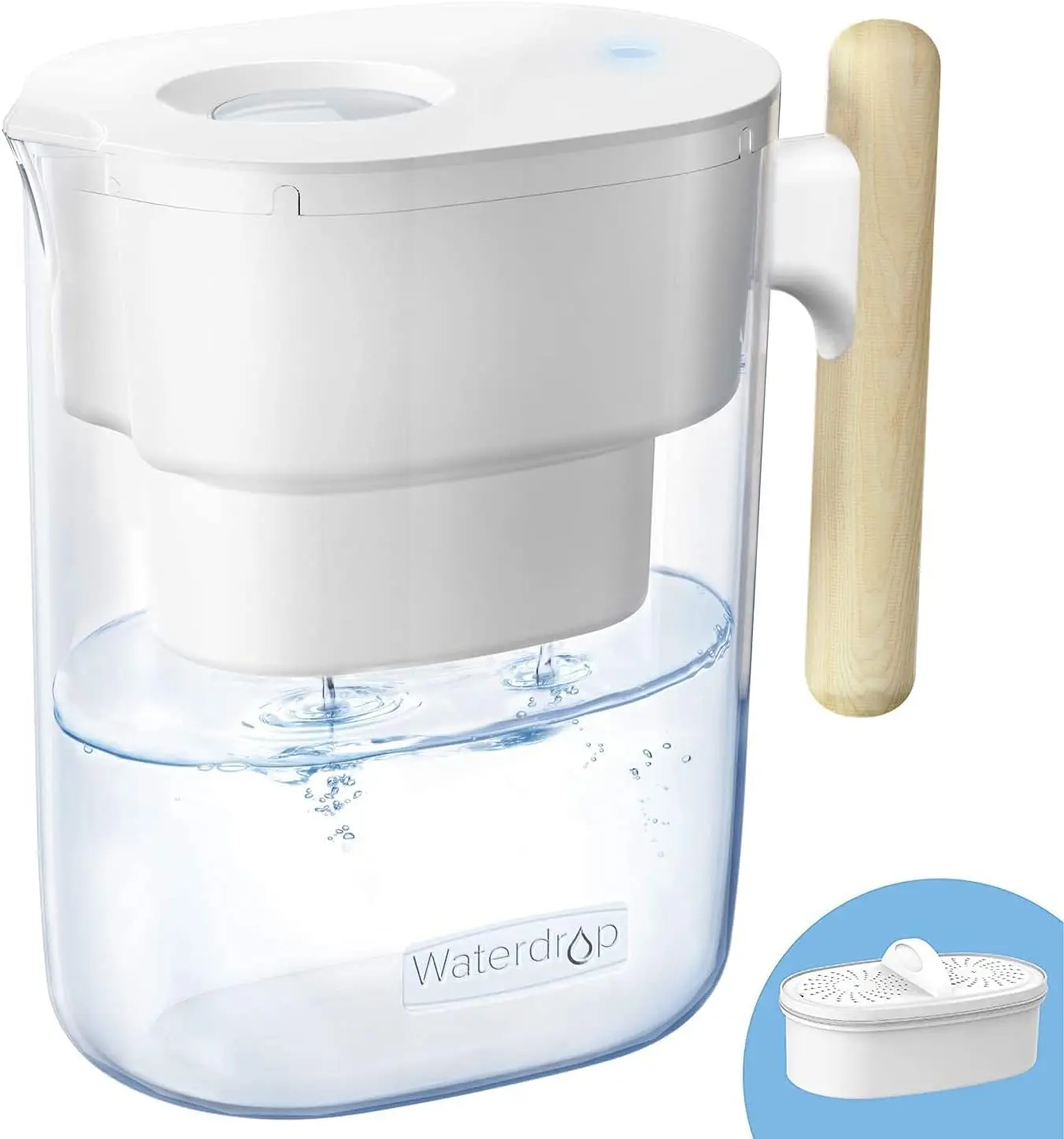 Waterdrop 200-Gallon Long-Life Chubby 10-Cup Large Water Filter Pitcher with 1 Filter, NSF Certified, 5X Times Lifetime