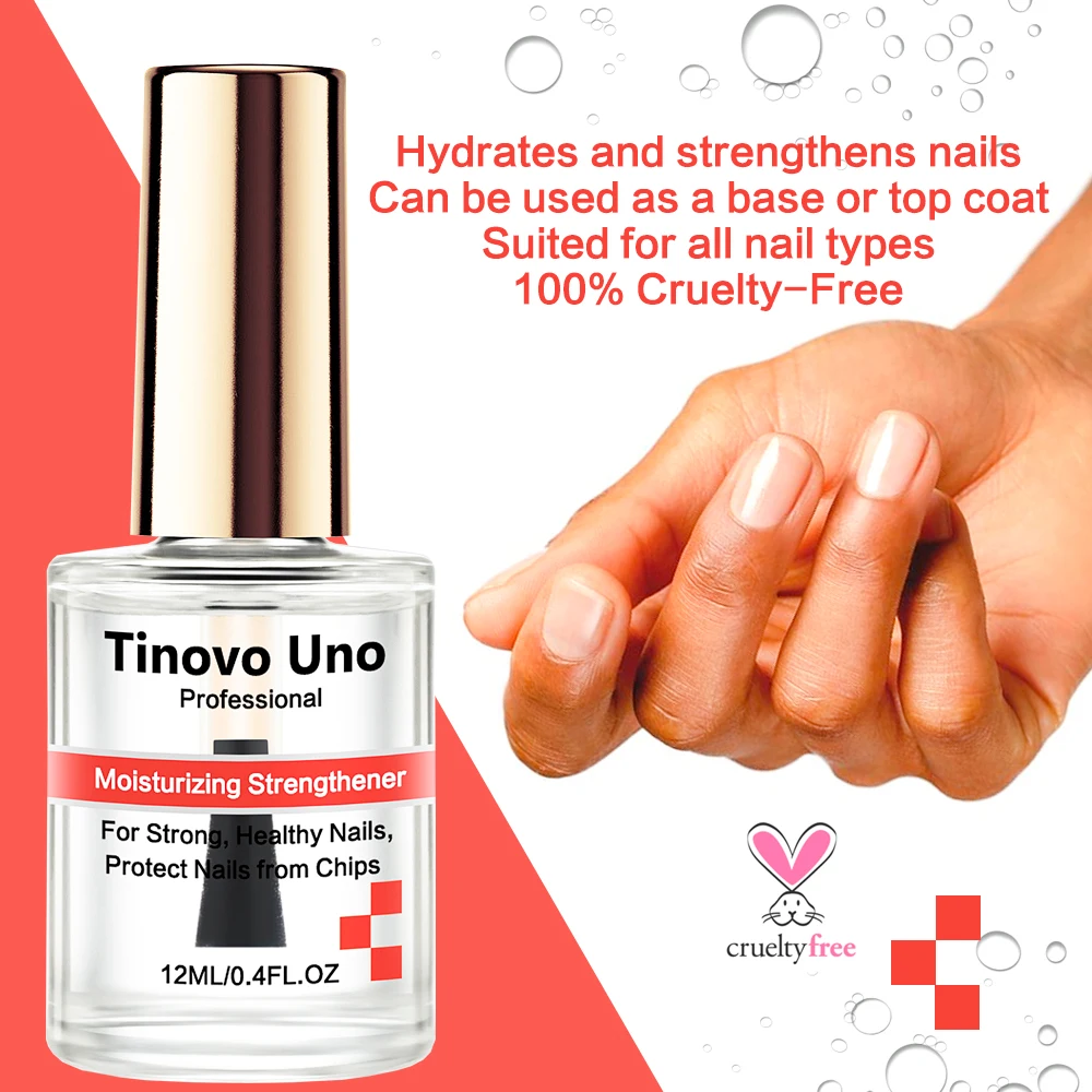 Tinovo Uno Moisturizing Nail Strengthener For Strong Healthy Nails No Chips Manicure Natural Dry Nail Polish Treatment Lacquer