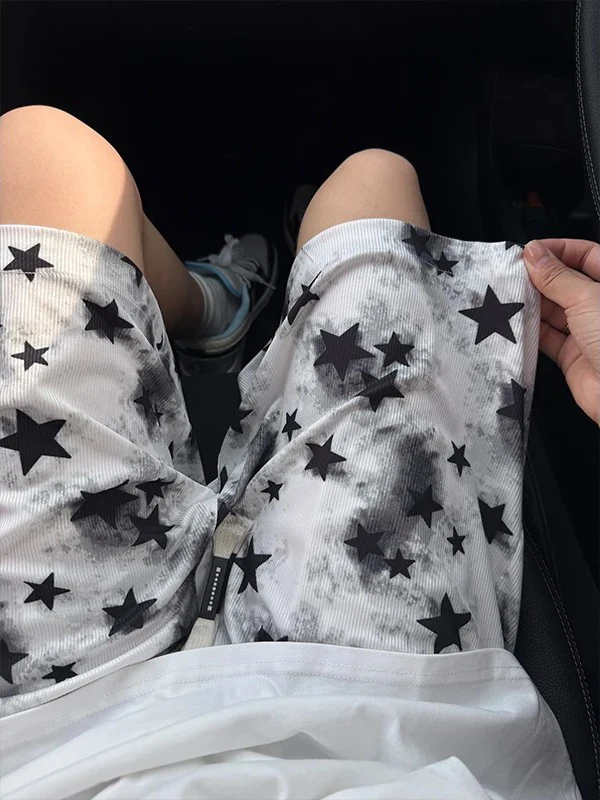 

Мужские летние шорты в американском ретро-стиле из ледяного шелка с эффектом тай-дай, свободные, повседневные, для пляжа и активного отдыха, легкие в уходе, удобные в носке