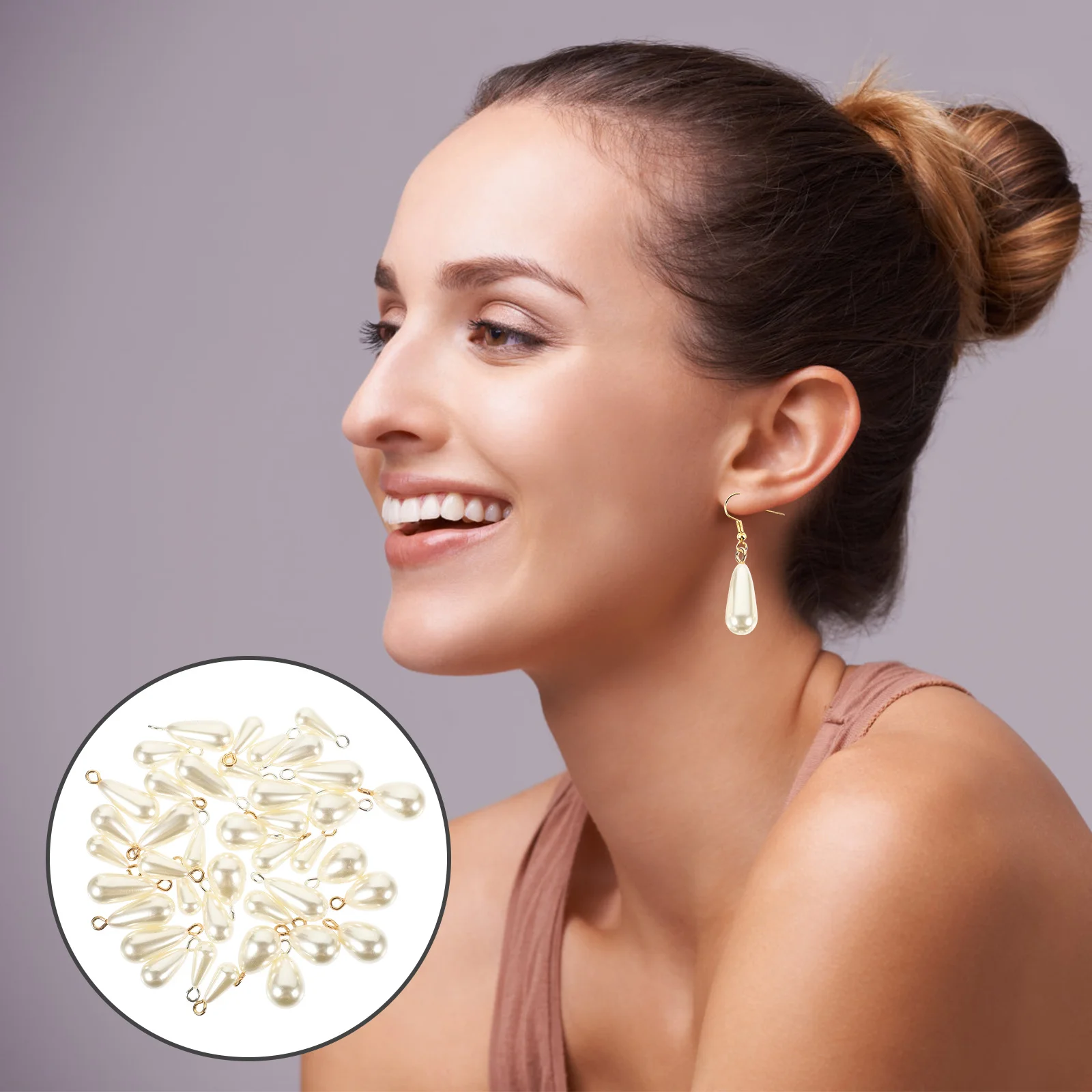 

40Pcs Imitation Pearl Charms Pendant Jewelry Making Materials for Bracelets Necklaces Earrings DIY Imitation Pearl Charms