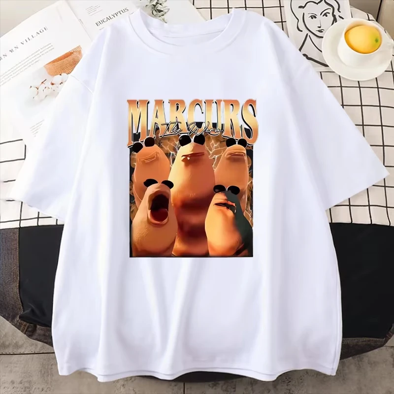 Lustiges Marcus The Worm Meme T-Shirt Herren Damenmode Plus Size Tops Hochwertige Kurzarm 100 % Baumwolle Hip Hop Streetwear