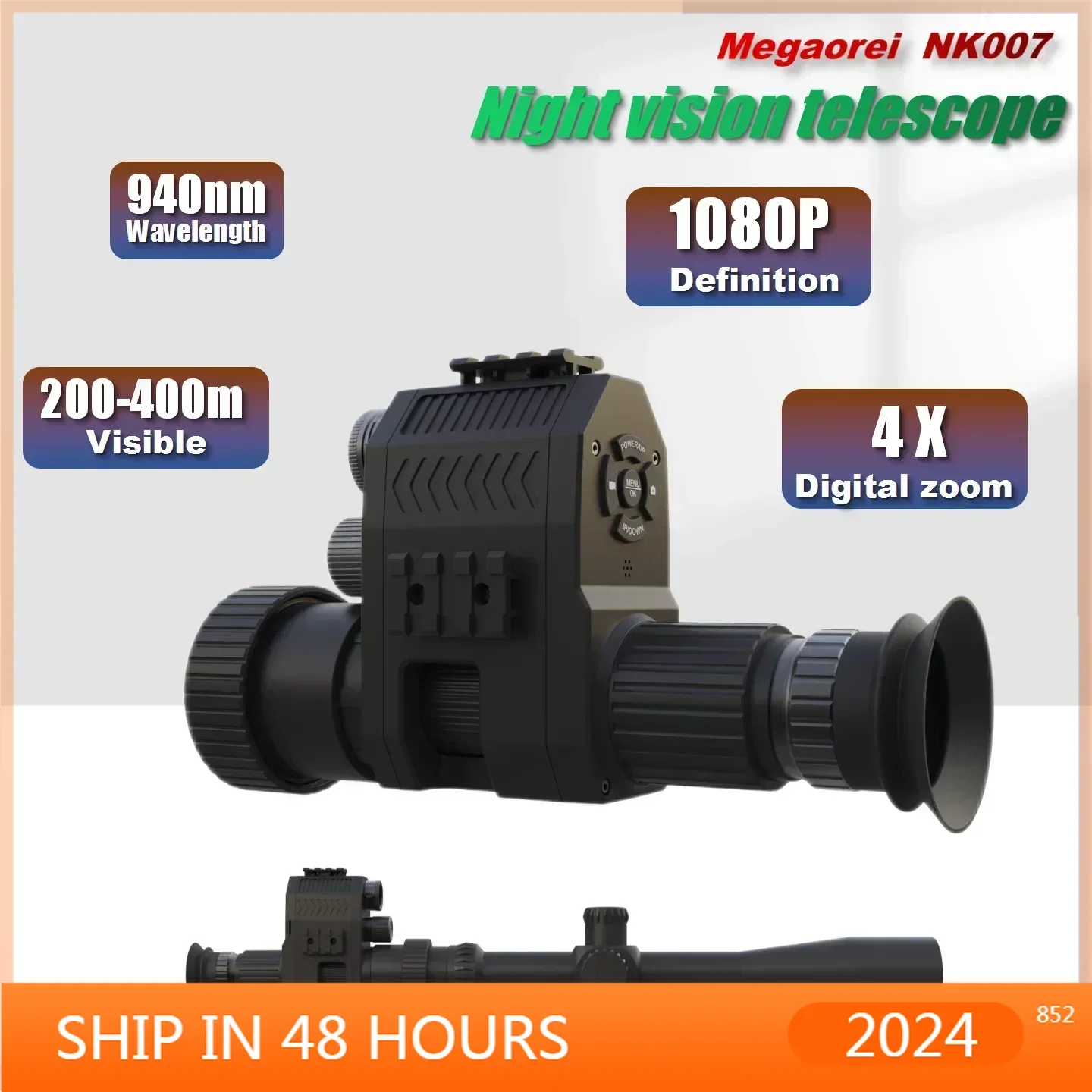 CameraNEW 2024 New 940nm 1080P Laser Infrared Night Vision Monocular Rifle Scope For HuntingNV