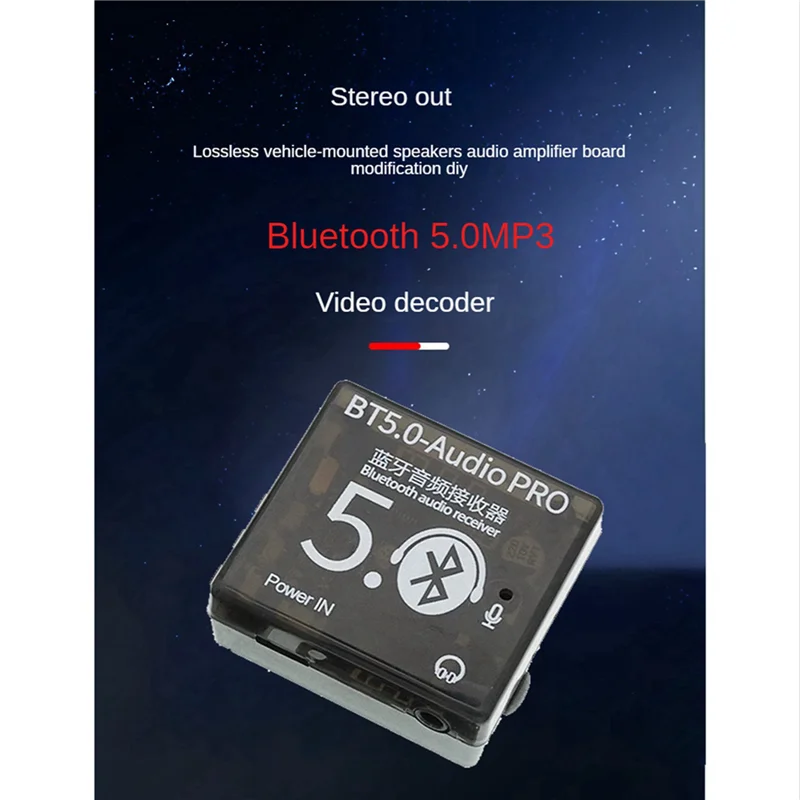 ABJF-2X BT5.0 オーディオプロレシーバーボード MP3 Bluetooth デコーダロスレスカースピーカーオーディオアンプボードケース付き 3.7V-5V