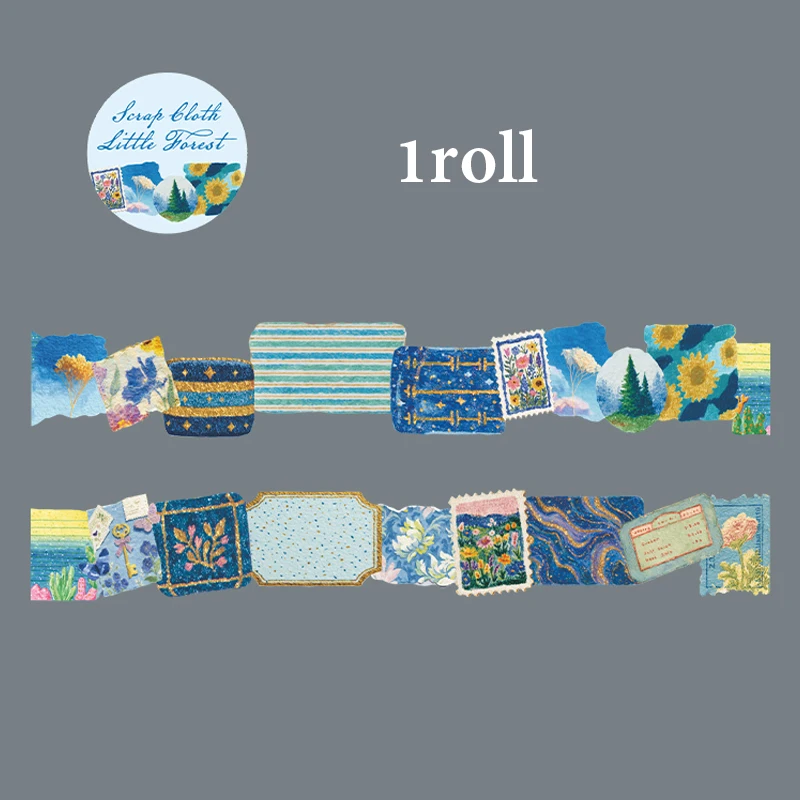 Mr Paper Scrap Cloth Little Forest Washi Tape, 200cm Stoffen Textuur Afplaktape Rol voor Junk Journaling Scrapbook DIY