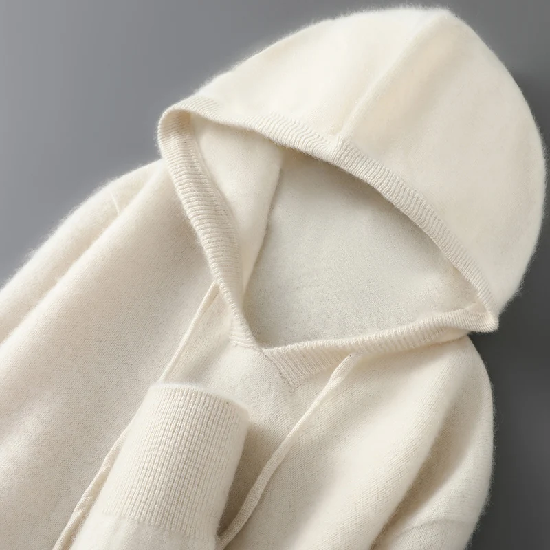 

Свитер с капюшоном из 100% австралийской шерсти — кремово-белый (12 цветов), S-XL, осенне-зимний трикотаж ​ Толстовка из чистой шерсти