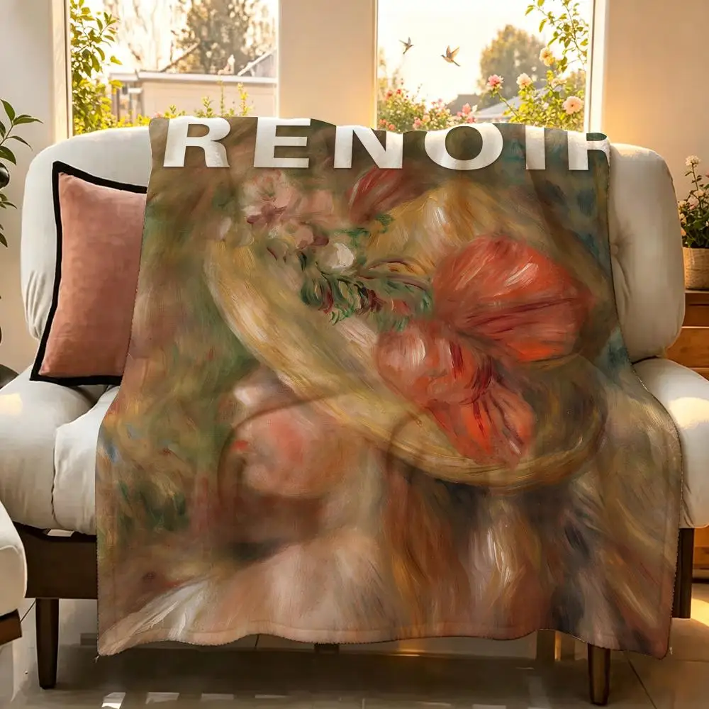 Artist Classic P-Pierre-Auguste Renoir Throw Flannel Throw Blanket Suitable warm for Sofa、Living Room、Bedroom soft