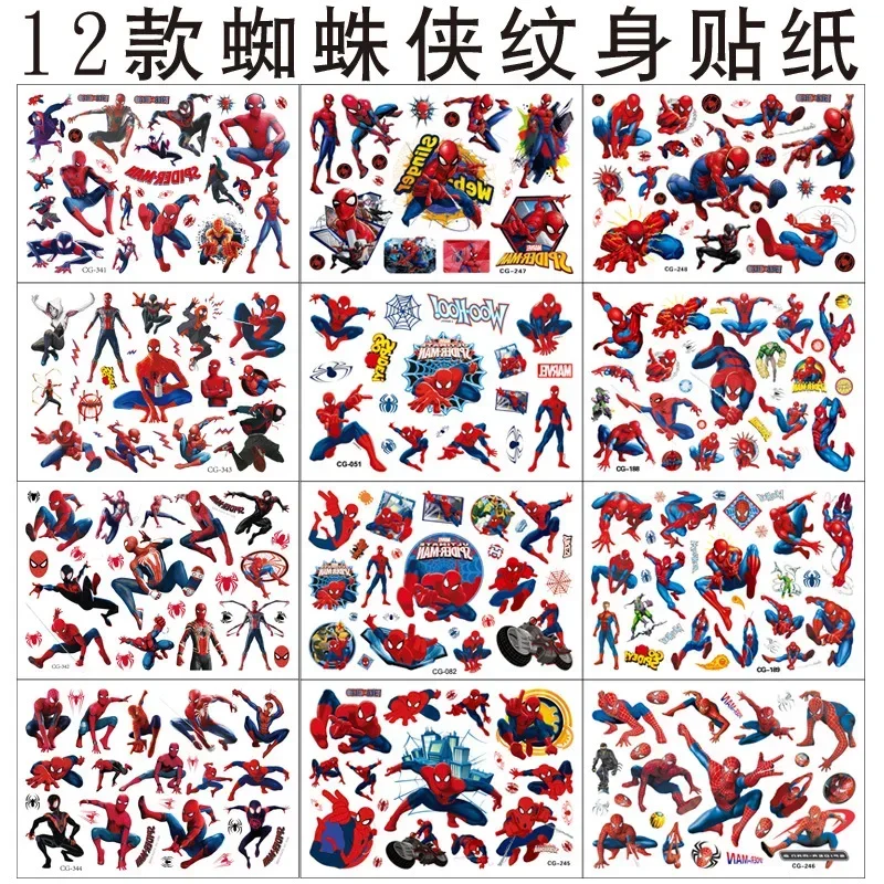 Marvel Tattoo Stickers Waterproof Cute Spiderman Sticker Anime Birthday Party Supplies Decoration For Kids Birthday Gift Toys