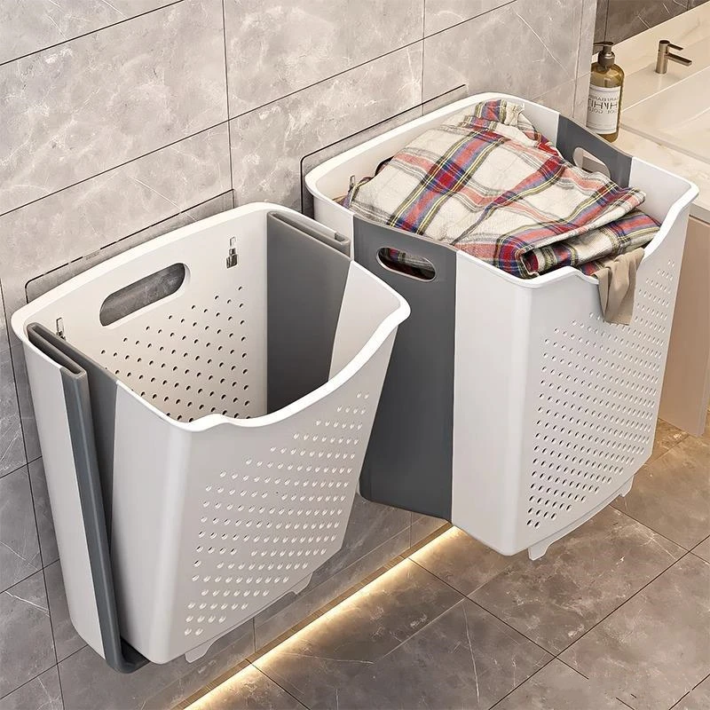 

Wall-Mounted Foldable Laundry Basket Bathroom Dirty Clothes Storage Baskets Household Accessories Laundry Bathroom Organizer