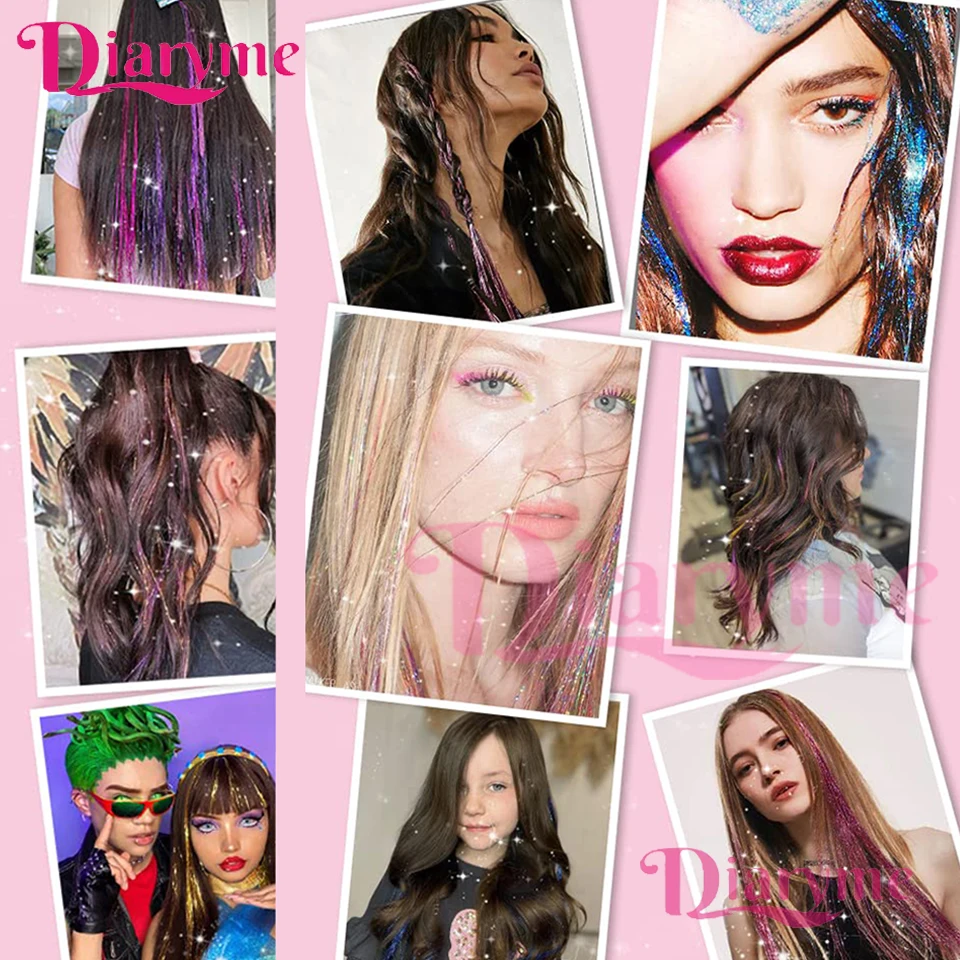 120 سنتيمتر قوس قزح الملونة لامعة الحرير إكسسوارات الشعر المرأة مضفر اكسسوارات وصلات شعر شرائط الترتر الزخرفية #5