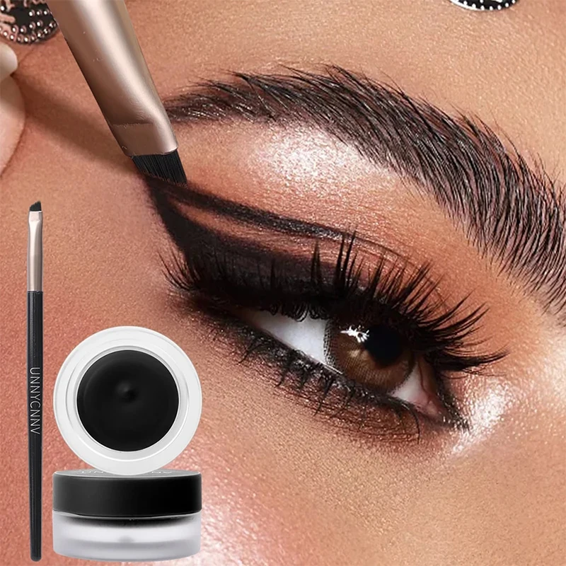 Fast Dry Eyeliner Eyebrow Gel Cream With Brush Waterproof Long-lasting Matte Black Brown Easy Wear Eyeliner Korean Cosmetic