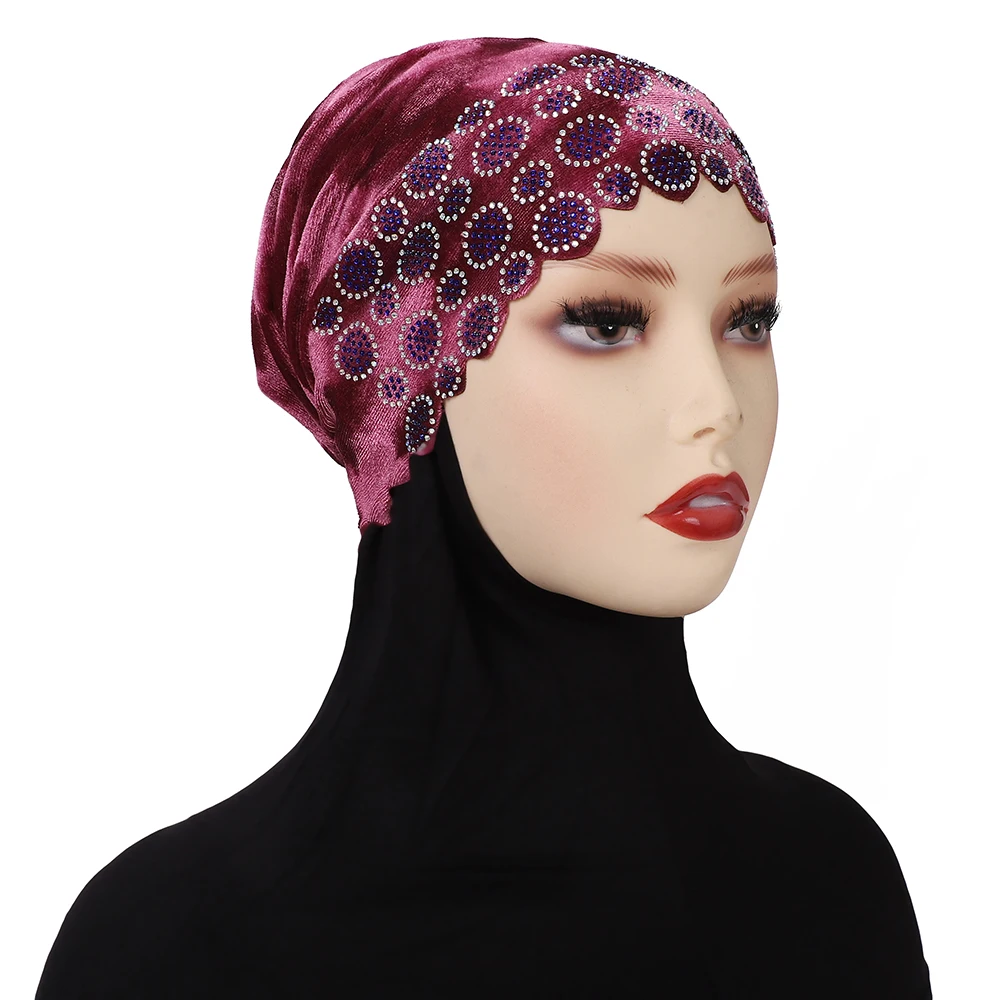 New Design Muslim Underscarf Hijab Cap Instant Turban Abaya Hijab Headscarf Bonnet African Diamonds Head Wraps