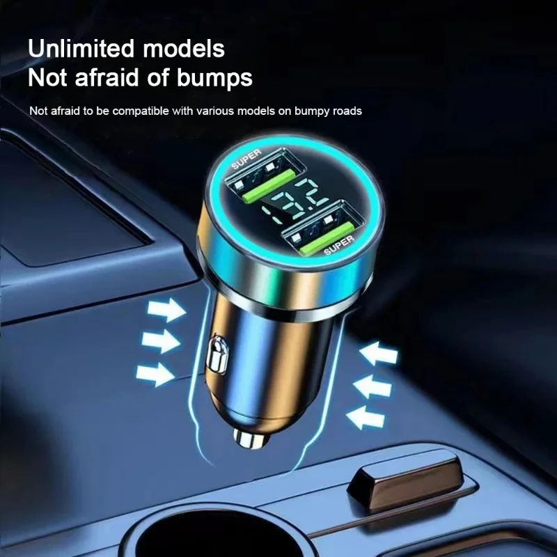 240W With Digital Display 2 Port Car Charger Fast USB Charging Adapter For iPhone Samsung Xiaomi Huawei Quick Charging Chargers