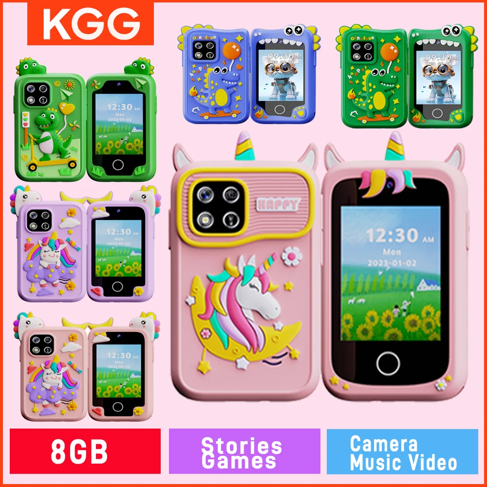 미니 키즈 스마트폰 8GB 유니콘 2.8인치 스토리 음악 카메라 비디오 습관 추적 아기 모바일 장난감 전화 교육 도구 선물