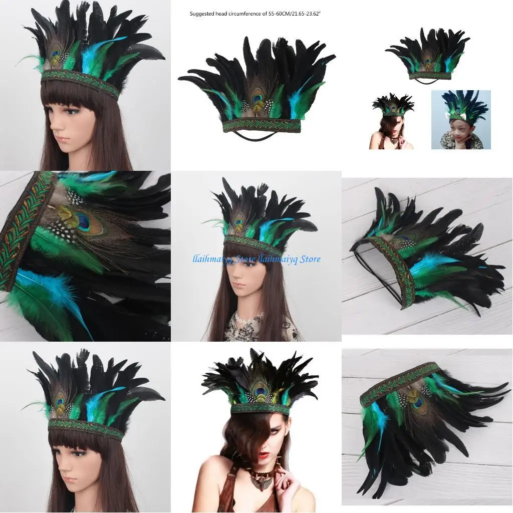 

573B Temperament Headband Girl Peacocks Eye-catching Hairband for Carnivals