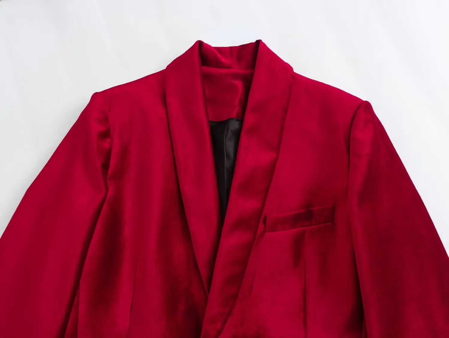 Wishered jaket blazer beludru wanita, jaket blazer kasual elegan warna Retro dan merah untuk wanita