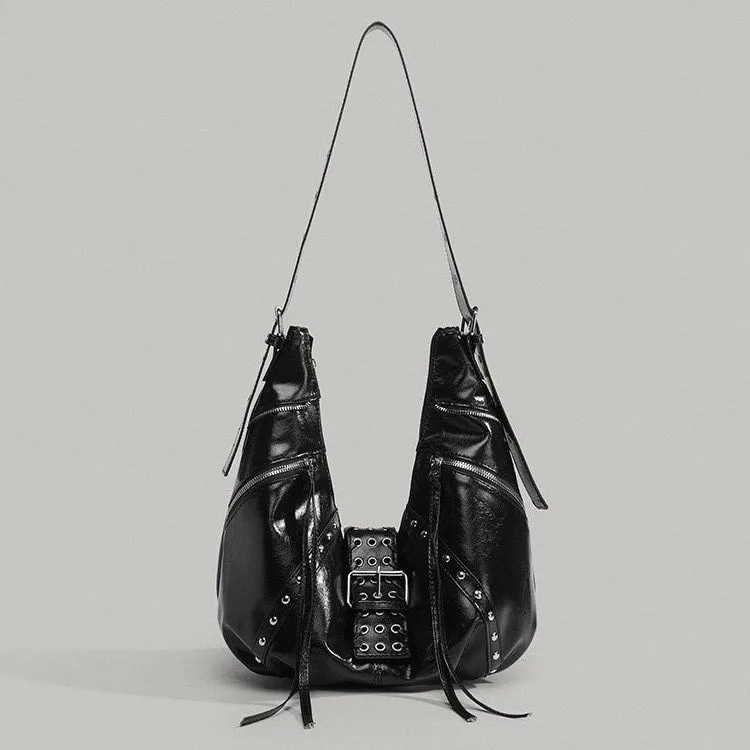 

Belt buckle Women Luxury Designer Handbag And Purses PU Rivet Multiple Pockets Y2K Large Capacity Shoulder bags big totes