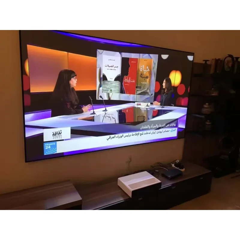 

Telon 120 дюймов 4K домашний кинотеатр с фиксированной рамкой, короткофокусный экран UST ALR, отклоняющий окружающий свет, лазерный проектор, экран для кинотеатра