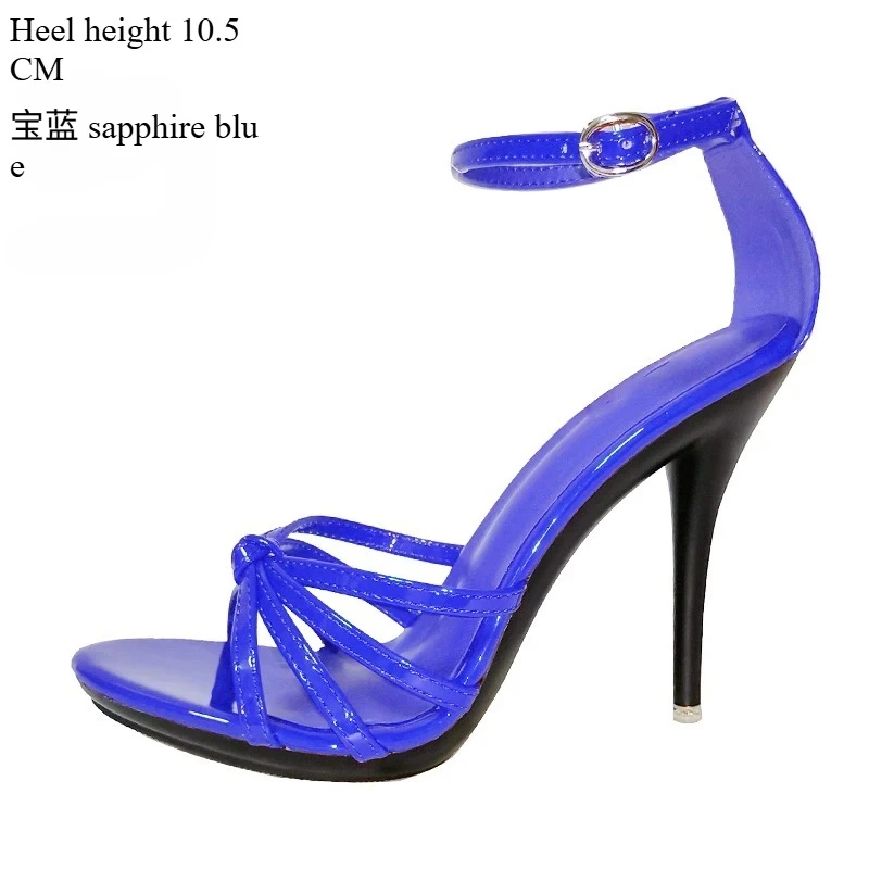 Summer OpenToe High Heel Ankle-Wrap Women's Sandals 10cm Wedding Party Thin Heel Heels Red Narrow Band Stilettos Large-size 43 - view 6