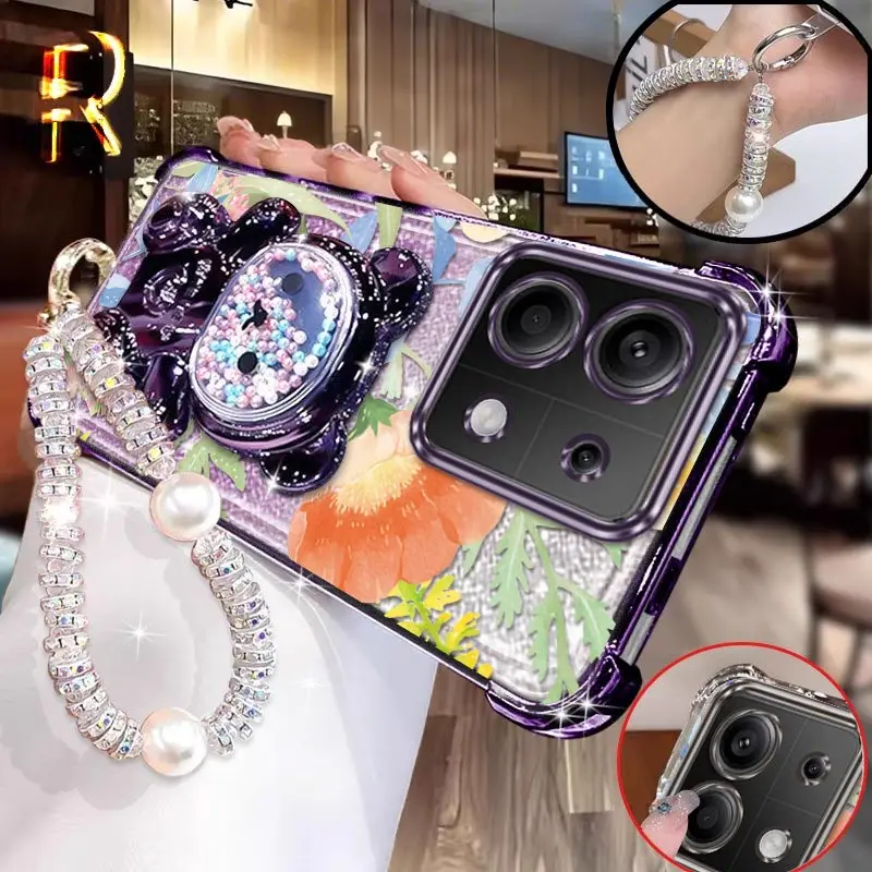 

Note 13 Яркие яркие цветы Браслет-держатель Чехол для телефона для Xiaomi Redmi Note 13 Pro Plus 13 14Pro 14 12Pro 14ProPlus Чехол