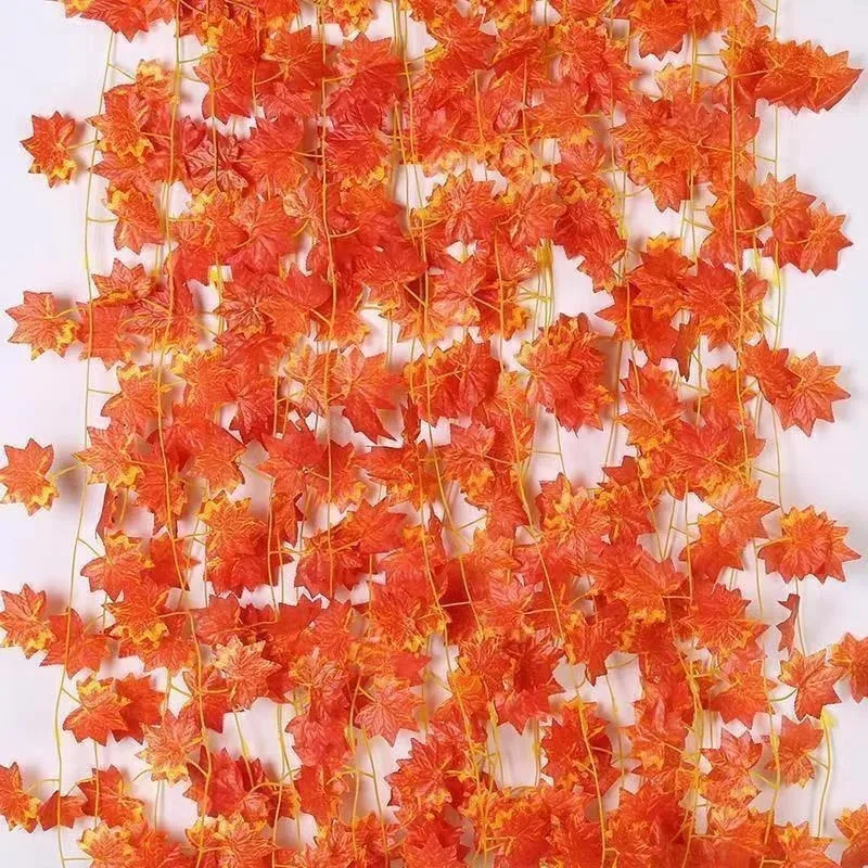 أوراق القيقب الاصطناعية معلقة على شكل كرمة ، إكليل أوراق الخريف ، نباتات وهمية ، عيد الميلاد ، حفل زفاف ، ديكور حديقة المنزل ، 1: 30