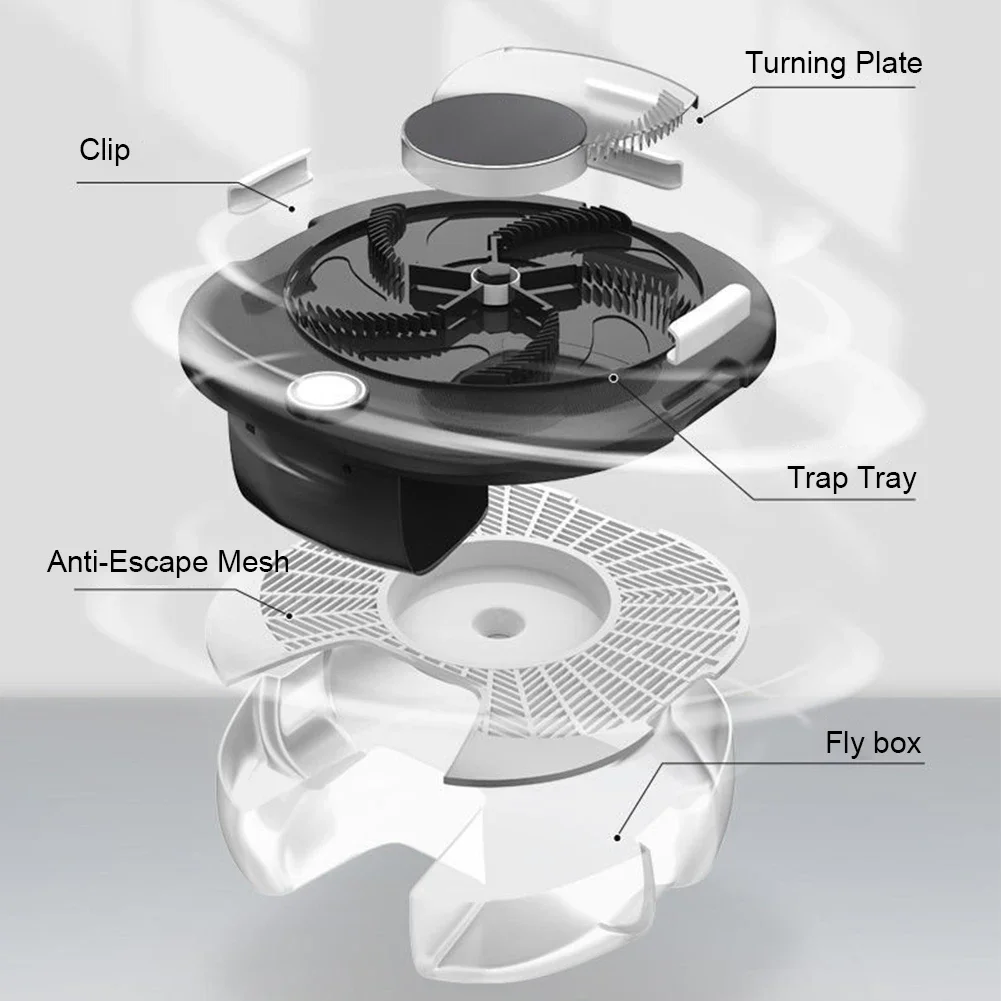 Upgraded Automatic Flycatcher USB Electric Fly Trap with Baits USB Power/Rechargeable Fly Killer Outdoor Pest Catching Tool