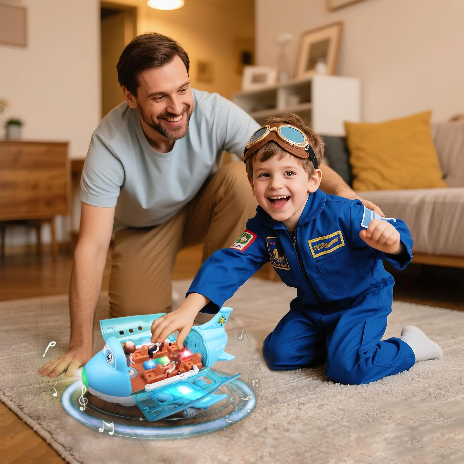 Electric Model Airplane Toy for Kids with Universal Walking Function Cool Audio-Visual Effects Ideal Holiday Gift for Babies