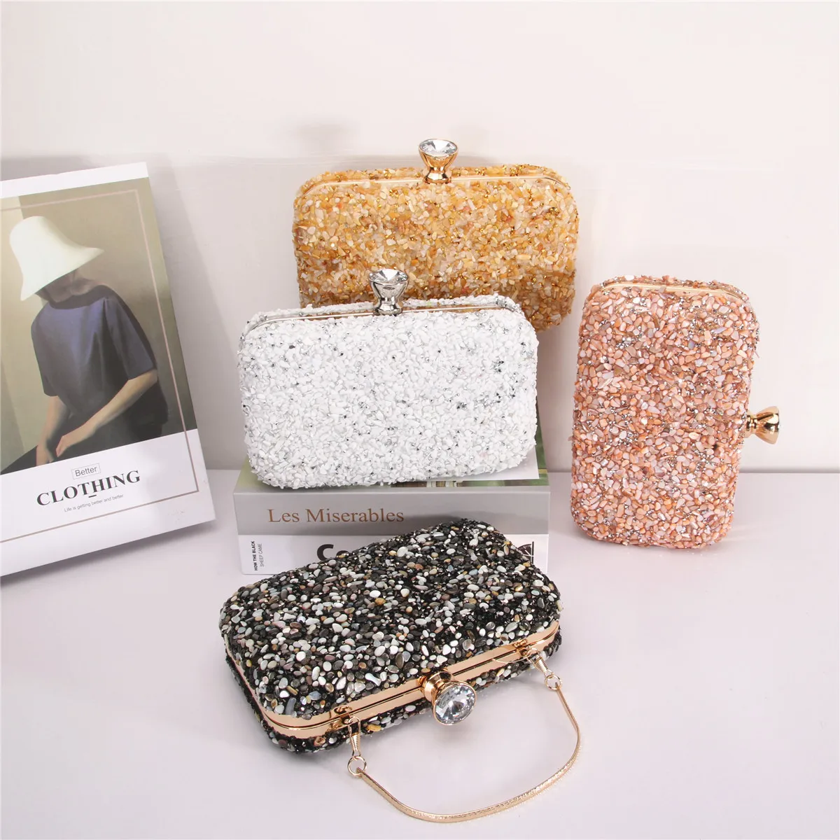 

New Luxury Rhinestones Clutch Bag Shiny Crossbody Chain Bag Evening Clutch Bags Handbag Wedding Dinner Handbag
