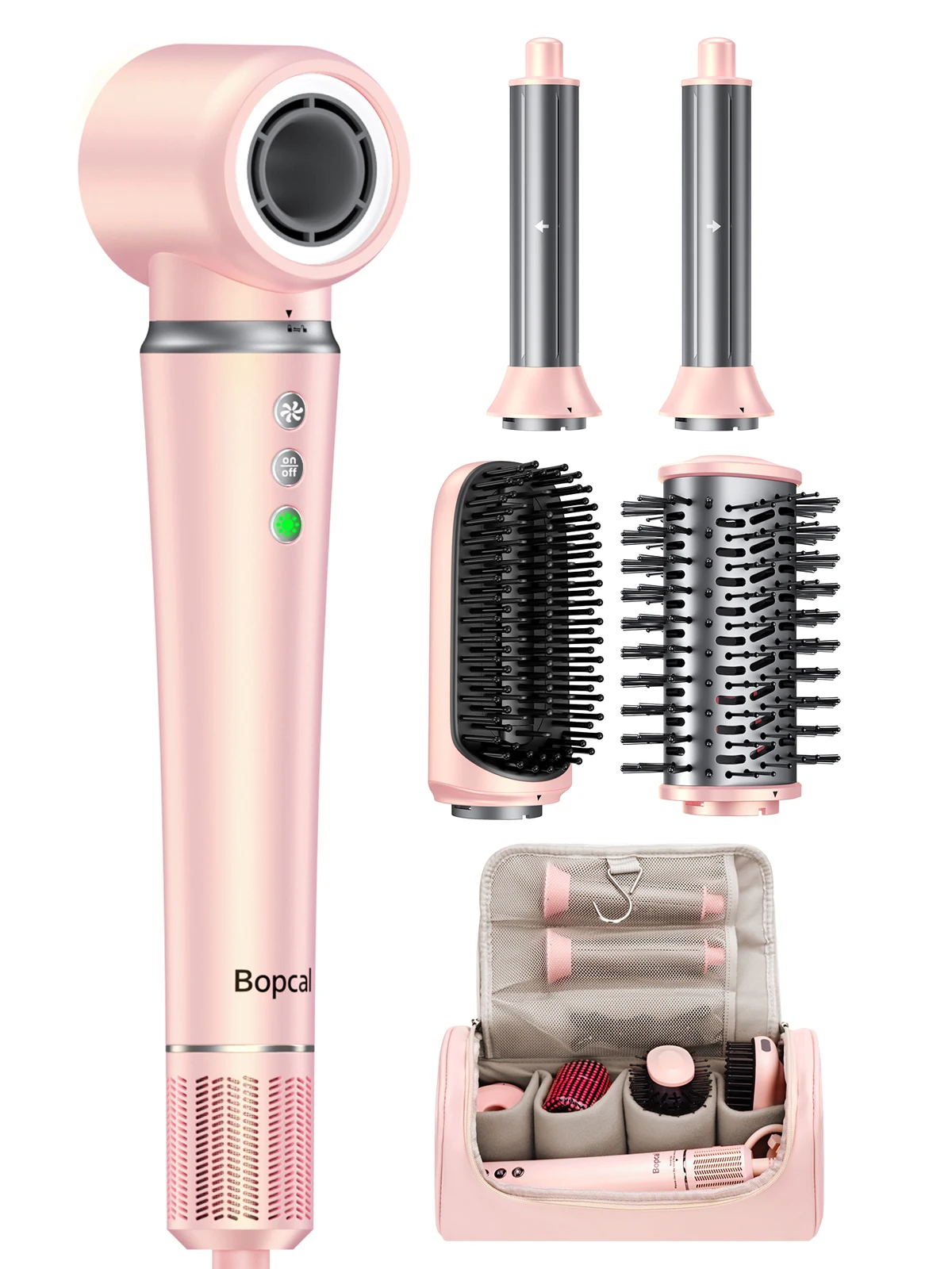 Hochgeschwindigkeits-5-in-1-Haartrockner-Heißluftkamm-Set, Haarbürste, Lockenstab, Haarglätter, Styling-Werkzeug für Föhn, Geschenkbox