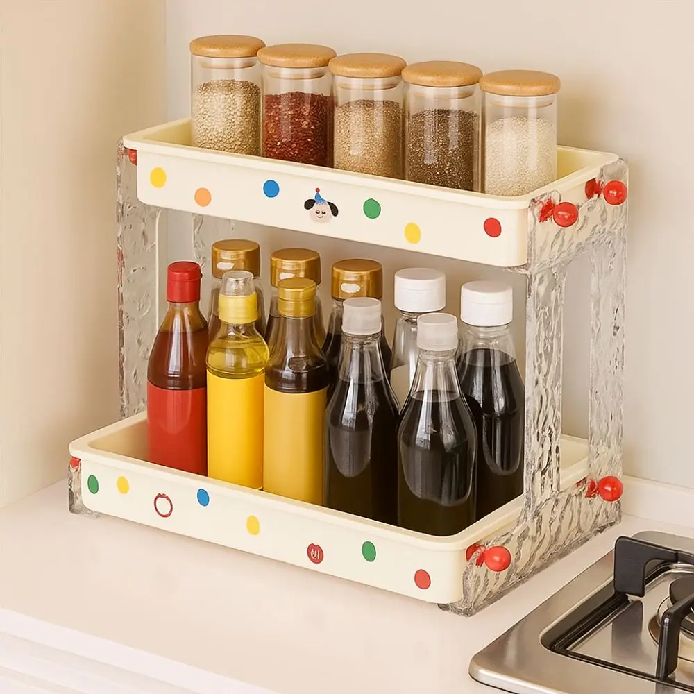 

Настольные аксессуары, 2-слойная полка для хранения дофамина, съемная полка для специй большой емкости, пластиковая стоячая полка для приправ, кухня