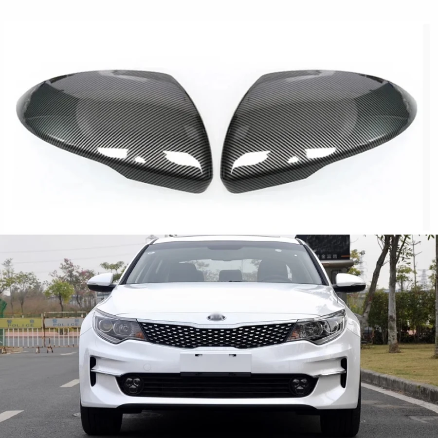 For Kia K5 2016 2017 2018 2019 Replace Outer Rearview Mirrors Cover Side Rear View Mirror Shell Housing  Carbon Fiber 1 Pair