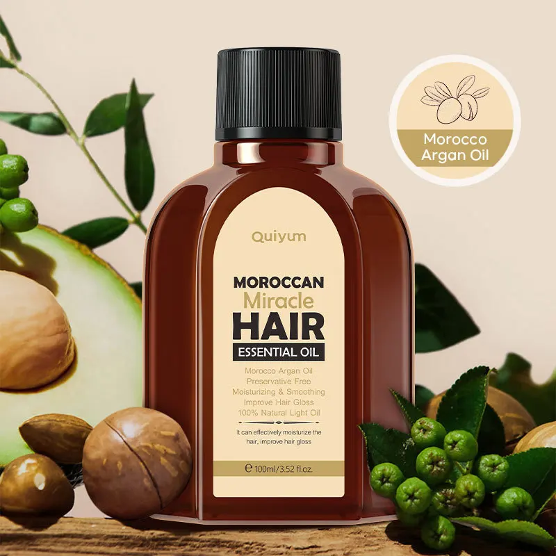 Aceite de argán puro Marroquí para el cuidado del cabello, aceite esencial para cabello seco, productos multifuncionales para el cuidado del cabello para mujer, 100ML