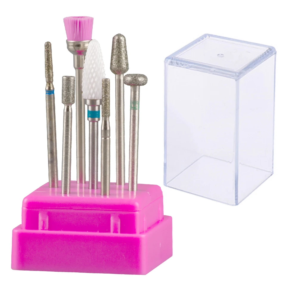 7 pz/lotto punte per trapano per unghie con fresa a scatola per Set di Manicure punte per unghie diamantate in ceramica per macchina per Manicure elettrica