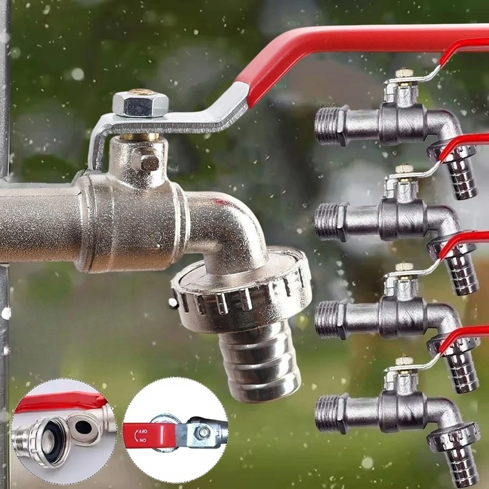 Garden Faucet Adapter 3/4inch Single Outlet Valve Replacement Zinc Alloy Watering Faucet Integrated Nozzle for Garden Irrigation