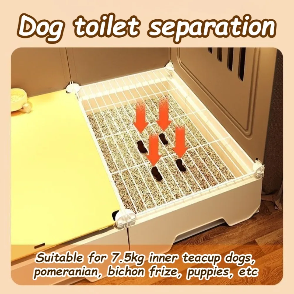 Luxury Dog Villa Double Door Lock Small Transparent Dog Cage with Toilet Easy Clean Large Space Puppy House Dogs Accessories