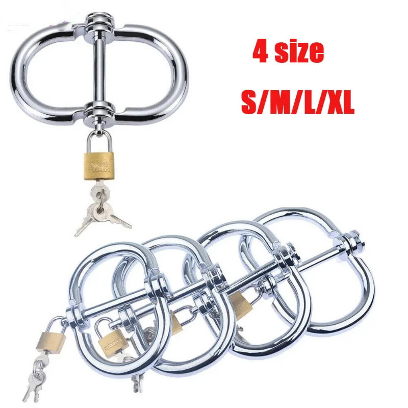 Male Female BDSM Bondage Semicircular Metal Steel Wrist Handcuffs Slave Lockable Adult Game Restraints Roleplay Sex Toys 18+